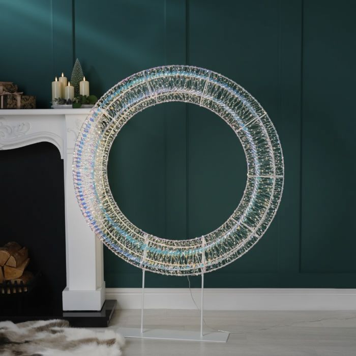 4ft (125cm) Lit Iridescent Display Christmas Wreath with Base main product photo