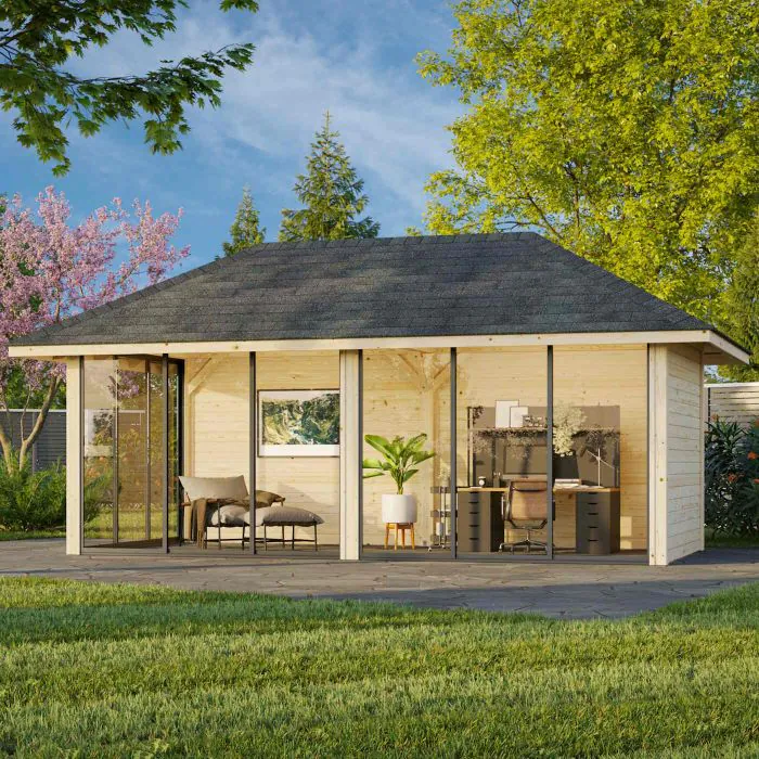 Bianca 16.6m Gazebo with Full Wall and 3 Sliding Doors (319cm x 588cm x 300cm)