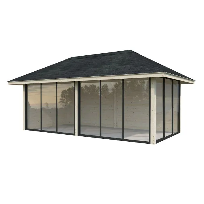 Bianca 16.6m Gazebo with Full Wall and 3 Sliding Doors (319cm x 588cm x 300cm)