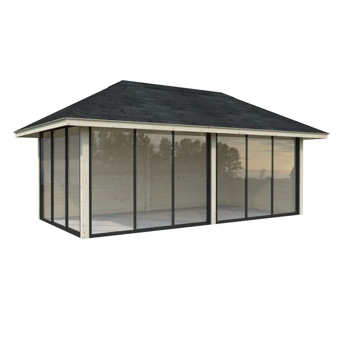 Bianca 16.6m Gazebo with Full Wall and 3 Sliding Doors (319cm x 588cm x 300cm)