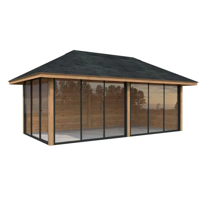 Bianca 16.6m Gazebo with Full Wall and 3 Sliding Doors (319cm x 588cm x 300cm)