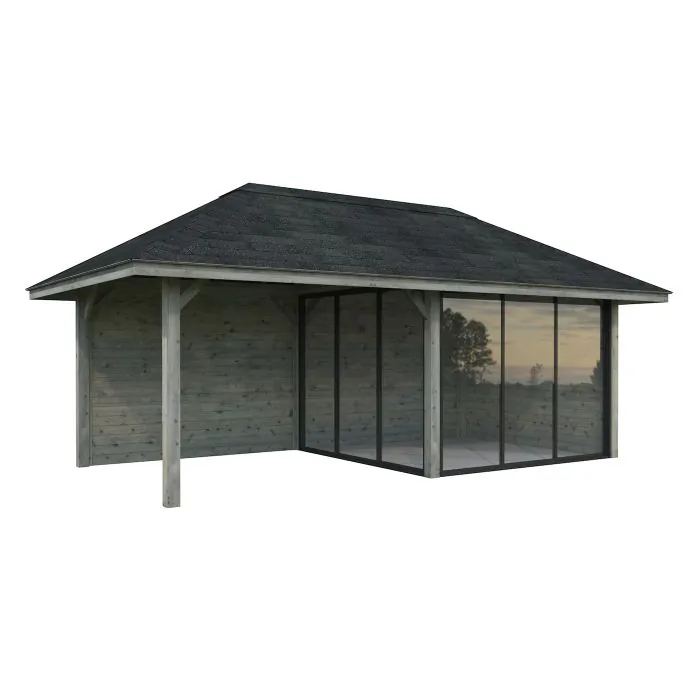 Bianca 16.6m Gazebo with 3 Walls and 2 Sliding Doors (319cm x 588cm x 300cm)