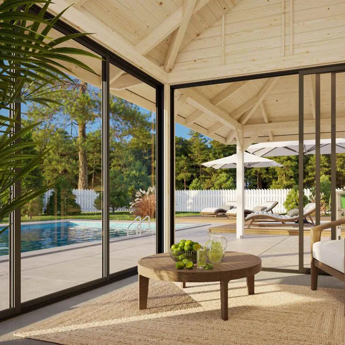 Bianca 16.6m Gazebo with 3 Walls and 2 Sliding Doors (319cm x 588cm x 300cm)