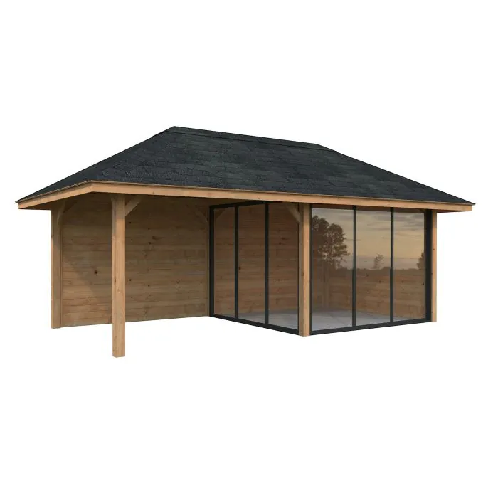 Bianca 16.6m Gazebo with 3 Walls and 2 Sliding Doors (319cm x 588cm x 300cm)