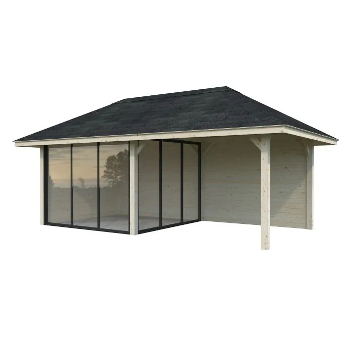 Bianca 16.6m Gazebo with 3 Walls and 2 Sliding Doors (319cm x 588cm x 300cm)