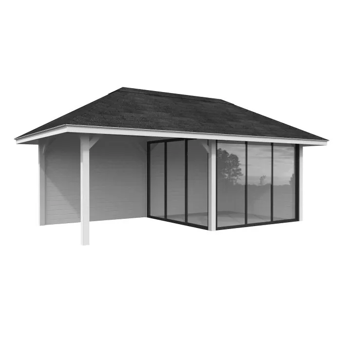 Bianca 16.6m Gazebo with 3 Walls and 2 Sliding Doors (319cm x 588cm x 300cm)
