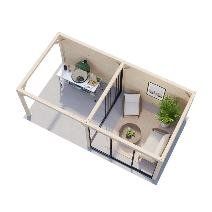 Bianca 16.6m Gazebo with 3 Walls and 2 Sliding Doors (319cm x 588cm x 300cm)