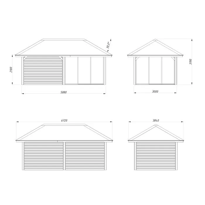 Bianca 16.6m Gazebo with 3 Walls and 2 Sliding Doors (319cm x 588cm x 300cm)
