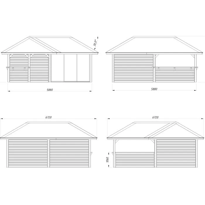Bianca 24.9m L Gazebo with 3 Full Walls, 1 Louvre Wall and 3 Sliding Doors (319cm x 588cm x 588cm)	
