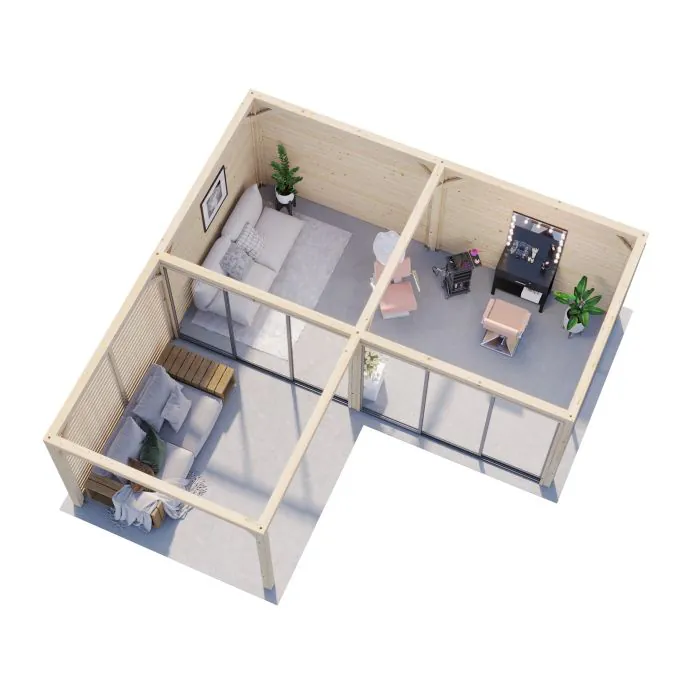 Bianca 24.9m L Gazebo with 3 Full Walls, 1 Louvre Wall and 3 Sliding Doors (319cm x 588cm x 588cm)	