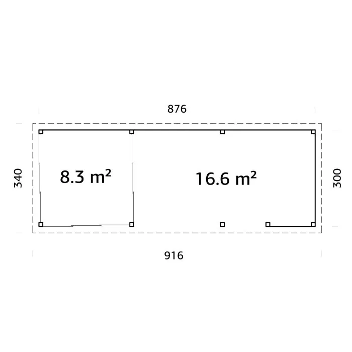 Lenna 24.9m I Flat Roof Gazebo with 3 Full Walls, 3 Sliding Doors and Corner Half Wall (9m x 3m)