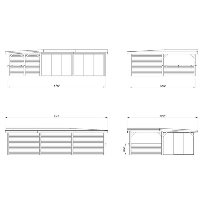 Lenna 33.2m L Flat Roof Gazebo with 4 Full Walls, 4 Sliding Doors and Corner Half Wall (9m x 6m x 3m) Lenna 33.2m L Flat Roof Gazebo with 4 Full Walls, 4 Sliding Doors and Corner Half Wall (9m x 6m x 3m)