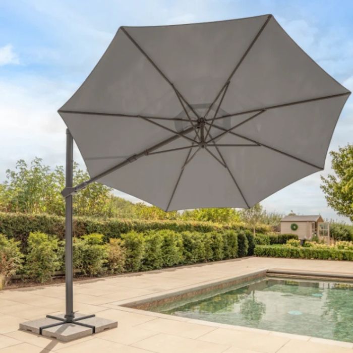 Kettler Orion 3m Round Cantilever Parasol Slate with LED Lights and Granite Base main product photo