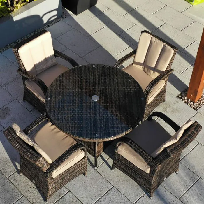 Rattan 4 Seat Garden Set in Brown