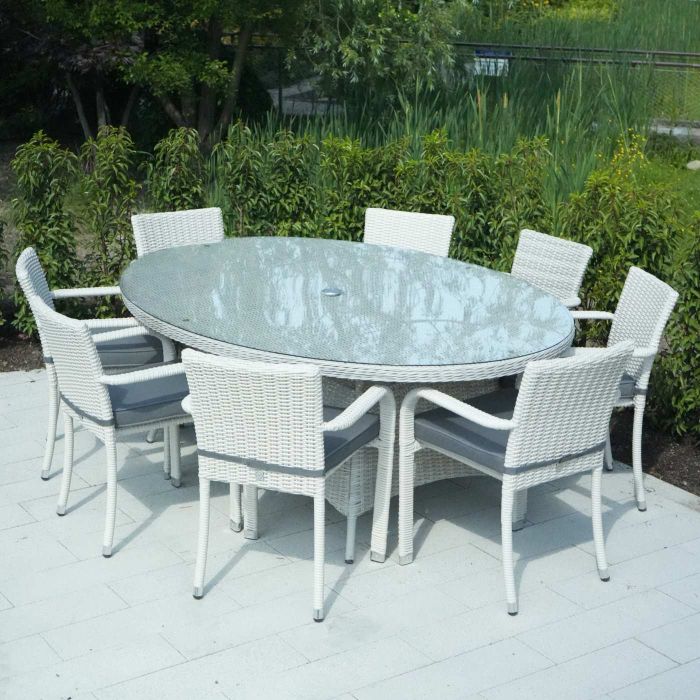 Roma 8 Seat Oval Set with Stacking Chairs main product photo