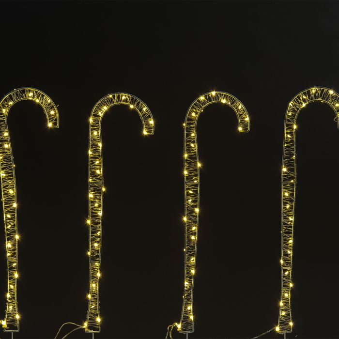 62cm White Iron Christmas Canes with 120 Warm White Copper Wire Lights main product photo