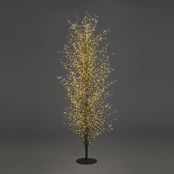 6ft (180cm) Black Twig Tree with 2,000 All Round Sculpt Warm White LEDs main product photo