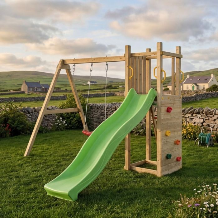 Little Glen Funny Activity Set with Green Slide and Double Swing main product photo