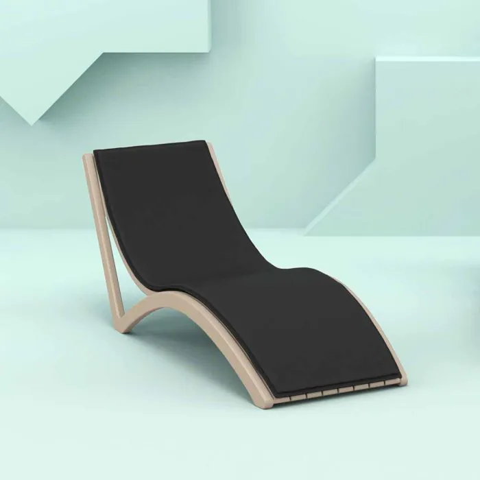 Slim Taupe Sun Lounger with Black Mattress