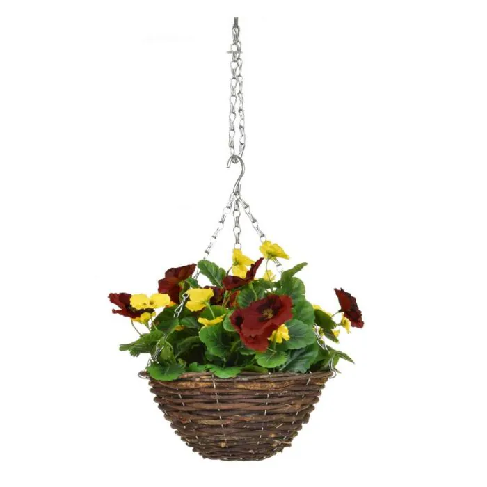 20cm Hanging Basket Pansy Basket - Red & Yellow