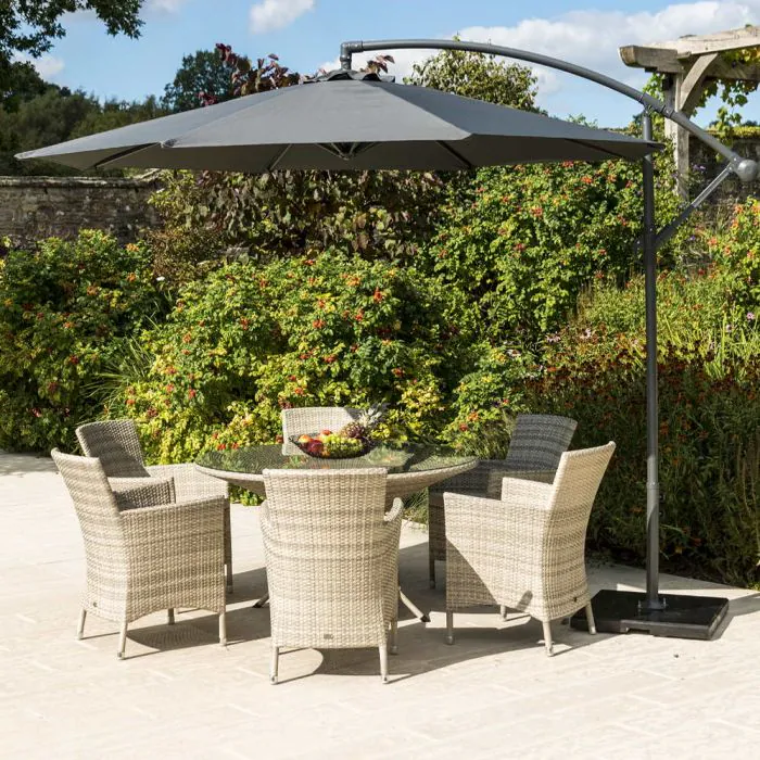 3m Round Cantilever Parasol and 50kg Base - Charcoal