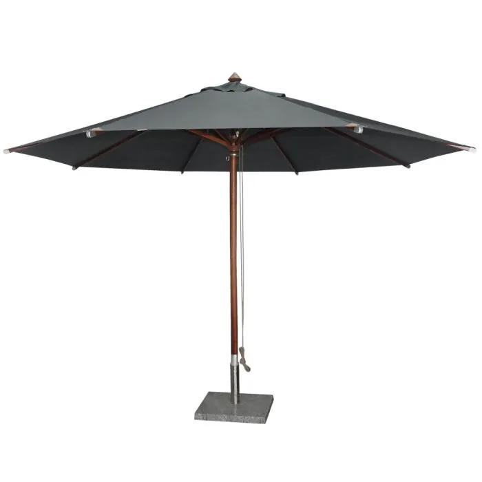 Hardwood 3.5M Luxury Round Parasol In Charcoal