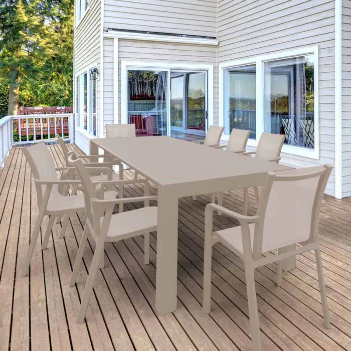 Vegas 8 Seater Table with Pacific Chairs Set in Taupe