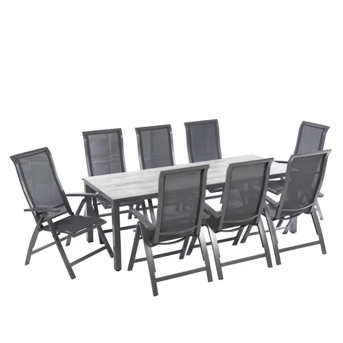 Vienna 8 Seat Reclining Rectangular Dining Set