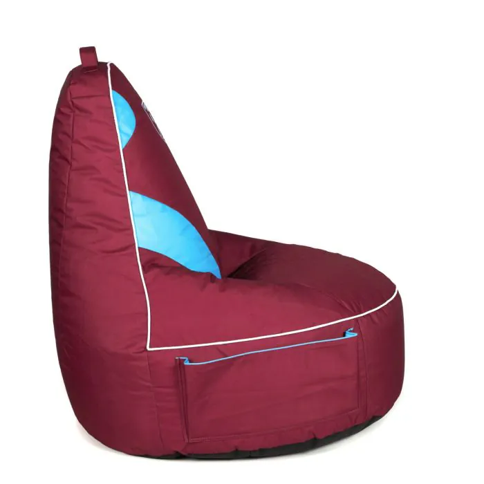 Side Profile of the West Ham United F.C. Gaming Bean bag Chair With Side Pocket 