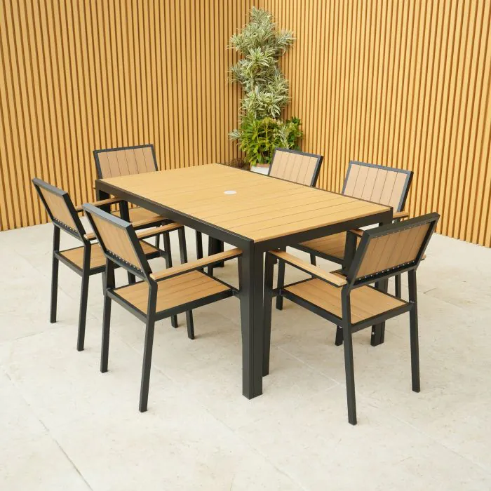 Fairmont Rectangular Table with 6 Chairs in Black and Brown