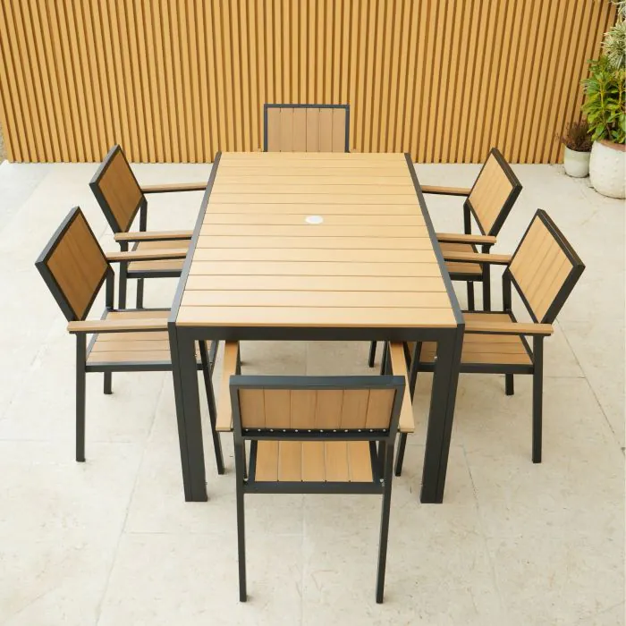 Fairmont Rectangular Table with 6 Chairs in Black and Brown