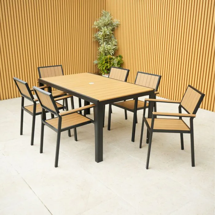 Fairmont Rectangular Table with 6 Chairs in Black and Brown