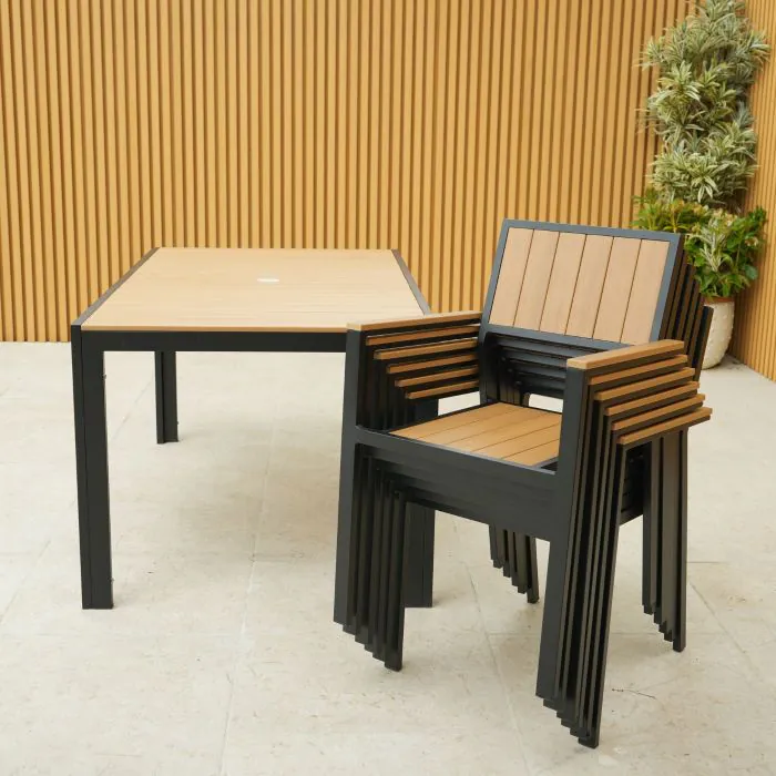 Fairmont Rectangular Table with 6 Chairs in Black and Brown