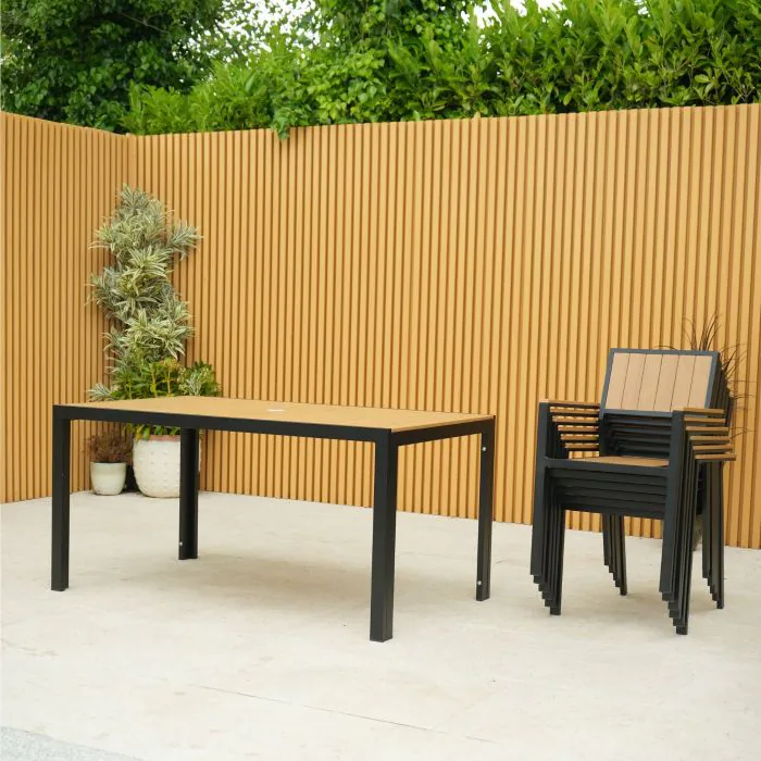Fairmont Rectangular Table with 6 Chairs in Black and Brown