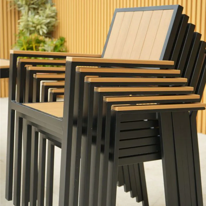 Fairmont Rectangular Table with 6 Chairs in Black and Brown