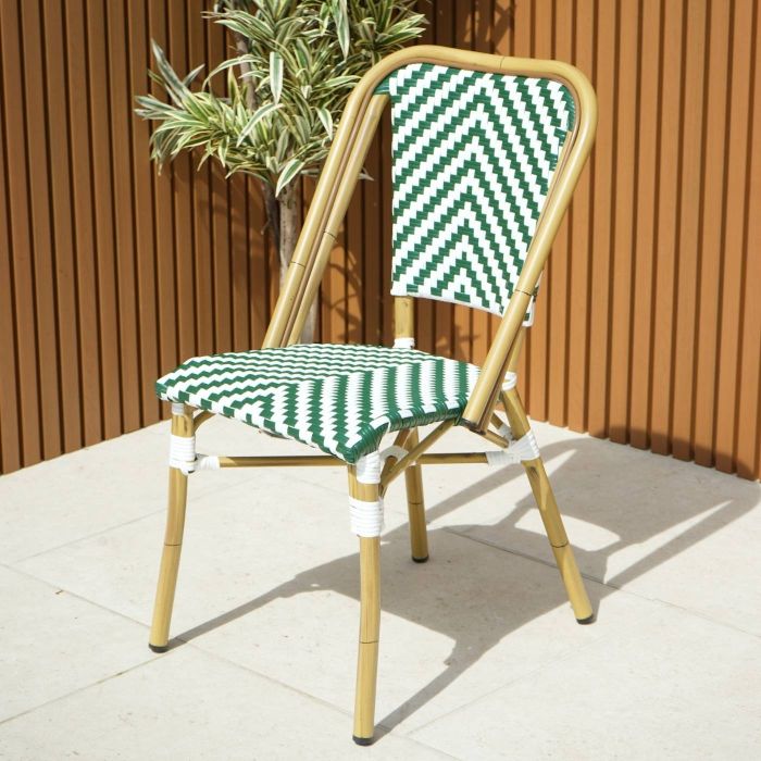 Cannes Bistro Chair Armless in Green and White main product photo