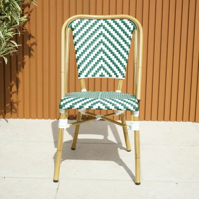 Cannes Bistro Chair Armless in Green and White Cannes Bistro Chair Armless in Green and White