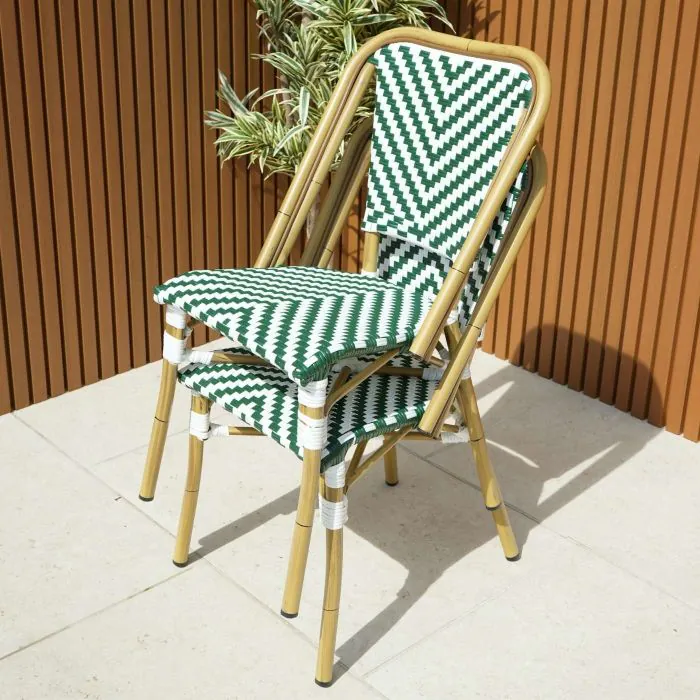 Cannes Bistro Chair Armless in Green and White Cannes Bistro Chair Armless in Green and White
