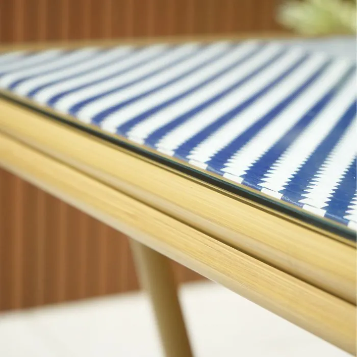 Rennes Parisian 70cm Square Garden Bistro Table - Blue and White