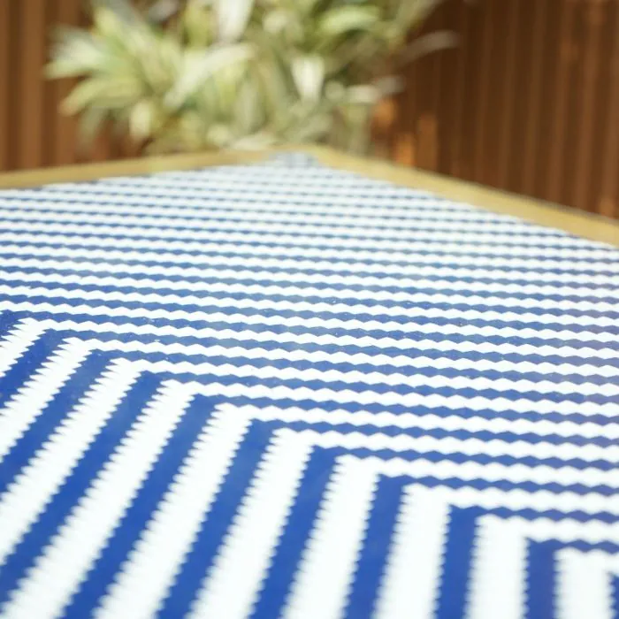Rennes Parisian 70cm Square Garden Bistro Table - Blue and White