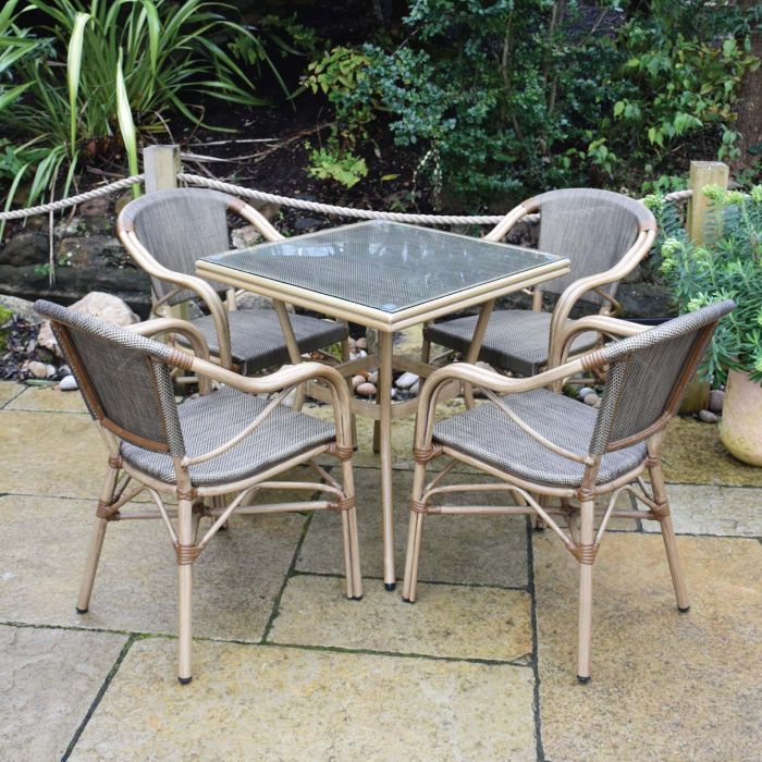 Lyon Parisian Square Table with 4 High Back Chairs main product photo