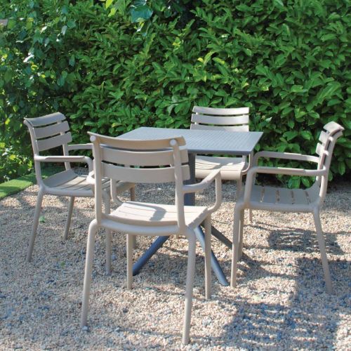 4 Seater Sky 80cm x 80cm Table Grey With Paris Chairs in Taupe