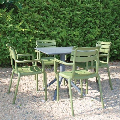 4 Seater Sky 80cm x 80cm Table in Grey With Paris Chairs in Green