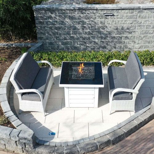 Treviso 2 Seater Sofa Set with Etna Square Fire Pit Table