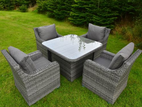 4 Seat Vancouver Rattan Garden Set with Square Glass Top Table