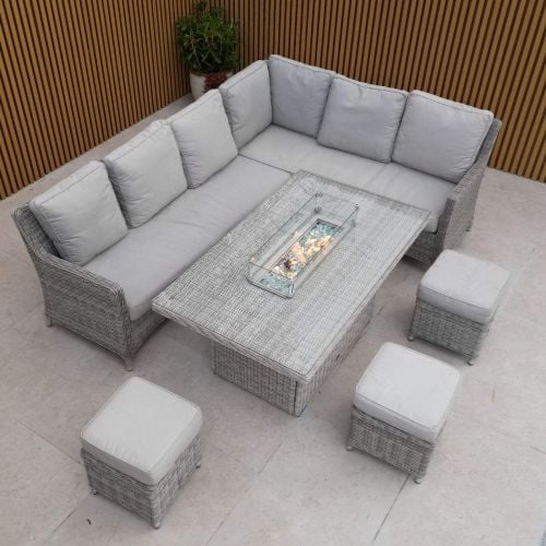Hamilton Corner Dining Set with Left Hand Sofa and Rectangular Firepit Table