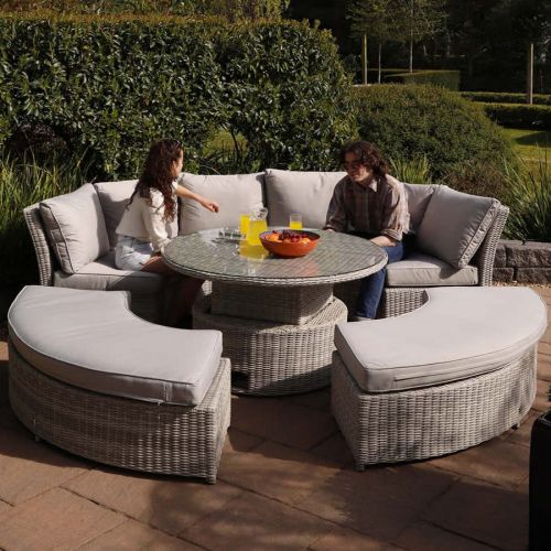 Hamilton Lifestyle Rattan Lounge/Dining Set with Rising Table - Grey