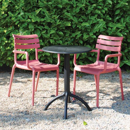 2 Seater Octopus Round Table Black with Paris Chairs in Marsala
