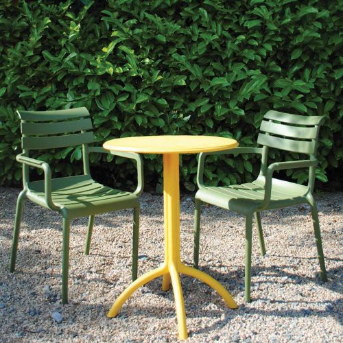 2 Seater Octopus Round Table Yellow with Paris Chairs in Green