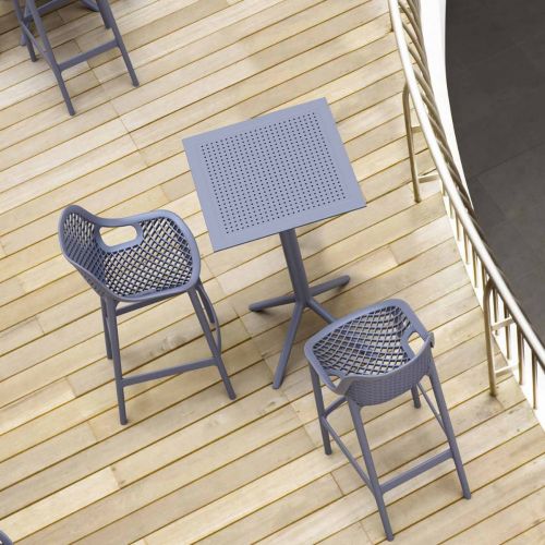 2 Air Bar Chairs and Sky Folding Bar Table Set in Grey